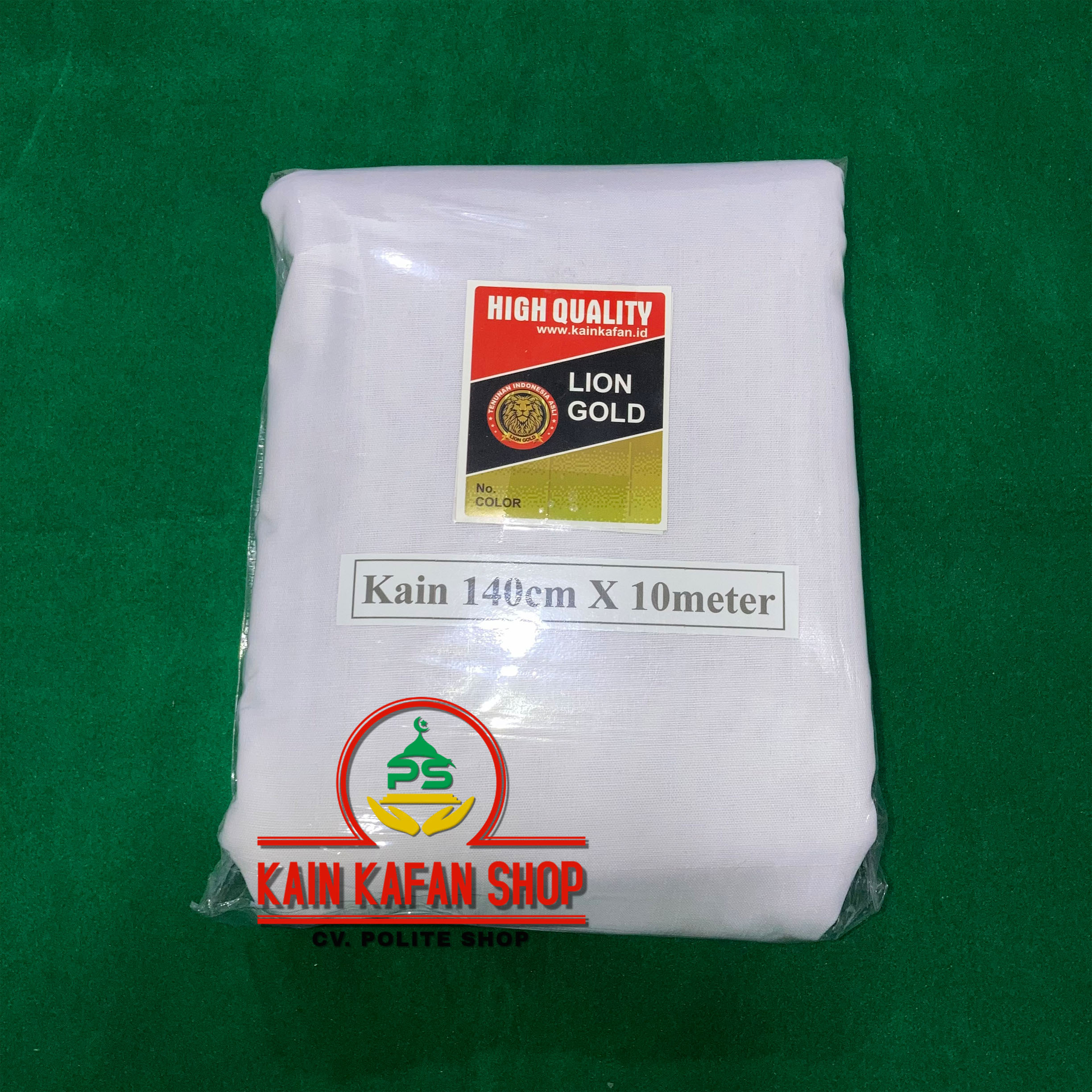 Kain kafan Jenazah lembut putih lebar 150cm x 10 meter Merek Lion gold ...